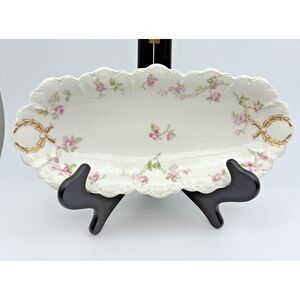 Antique Haviland Limoges France Floral Oval Serving Dish Celery Tray 12.5"x5.5"
